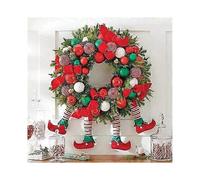 Christmas Plush Wreath, Christmas Thief Burlap Wreath, Elf Body Burlap Posable Plush Leg Decoration Bow Wreath, 14 Inch Santa Claus Winter Wreath for