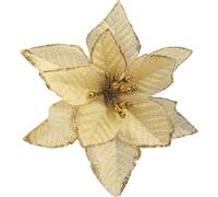 Christmas Poinsettia Flowers 30 Pcs Glitter Poinsettia Christmas Tree Ornaments Artificial Flowers for Christmas Tree 13cm-Gold