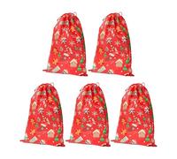 Christmas Pouch, Reusable Gift Bags, Holiday Goodie Sacks, Assorted Designs Feature, Secure Rope Tie, Stocking Stuffers Family Gatherings Books Toys Department Stores Shops Office Teachers, Small