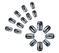 Christmas Press On Nails Winter False Uñas Con Diseños De Copos De Nieve Con Versiones Acrílicas Brillantes En 24 Piezas Invierno Navideño Falso