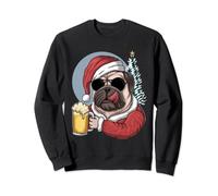 Christmas Pug Funny Pug With Beer Merry Christmas Pug Sudadera
