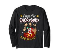 Christmas Pugs For Everybody Santa's Sleigh Pug Dog Lover Manga Larga