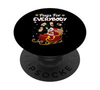 Christmas Pugs For Everybody Santa's Sleigh Pug Dog Lover PopSockets PopGrip Adhesivo