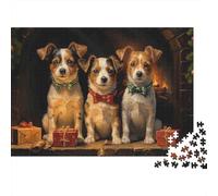 Christmas Puppies Sitting Colourful Three Terrier Dogs 1000 Pcs Jigsaw Puzzles Adults Beautiful Decoration Puzzle Birthday Gift 52x38cm/1000pcs