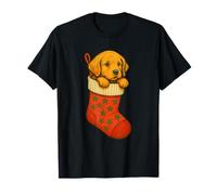 Christmas Puppy in Stocking Cute Holiday Dog Winter Camiseta