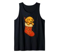 Christmas Puppy in Stocking Cute Holiday Dog Winter Camiseta sin Mangas