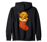 Christmas Puppy in Stocking Cute Holiday Dog Winter Sudadera con Capucha