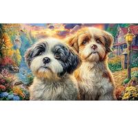 Christmas-Puppy-with-Lights-in-Snowy-Forest Puzzle de 1000 Piezas para Adultos Juego Educativo relajación Papel Reciclado Desafiante Regalo 70x50/1000pcs