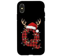 Christmas Q Plaid Antlers Lights Joy Carcasa para iPhone X/XS