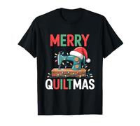 Christmas Quilting Machin with Xmas Light TeeMerry Quiltmas Camiseta