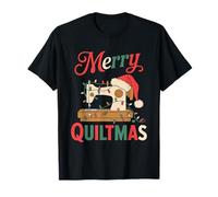 Christmas Quilting Machine with Xmas Light Merry Quiltmas Camiseta