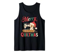 Christmas Quilting Machine with Xmas Light Merry Quiltmas Camiseta sin Mangas