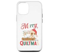 Christmas Quilting Machine with Xmas Light Merry Quiltmas Carcasa para iPhone 12/12 Pro