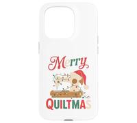 Christmas Quilting Machine with Xmas Light Merry Quiltmas Carcasa para iPhone 15 Pro