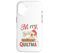 Christmas Quilting Machine with Xmas Light Merry Quiltmas Carcasa para iPhone 16