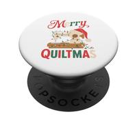 Christmas Quilting Machine with Xmas Light Merry Quiltmas PopSockets PopGrip Adhesivo
