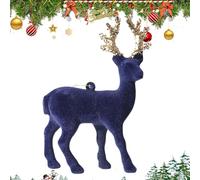 Christmas Reindeer Flocking | Reindeer Statue Desk Decor | House Deer Ornament for Holiday Mantel Shelf Tree Tabletop Kitchen Centerpiece, Festive Decorations for Winter Party Living Room Bedroom Home