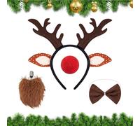 Christmas Reindeer Headband - Adorable Elk with Antlers Tails, Playful Holiday Cosplay Costume Accessory for Winter Parties, Halloween, Festive Celebrations, Kids, Teens, Adults, Soft Plush Material