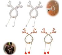 Christmas Reindeer Ponytail Bun Holder, Reindeer Bling Christmas Banana Clips Hair, Winter Hairstyle Christmas Hair Accessories for Women Girls (4pcs)