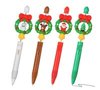 Christmas Retractable Pens - 4 Pieces Cartoon Wreath Gel Ink Pens | Santa Claus Holiday Stationery for Journaling, Annotating, Party, School, Teachers, Kids, Adults, Planner, Notebook, Office Use