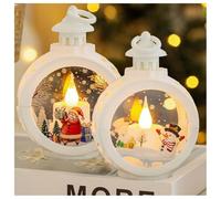 Christmas Retro Night Light Retro Christmas lamp - Festive LED nights lights for windowsill & living room Battery Operated Candle Desk Lamps Lantern Thanksgiving Decoration(White-Santa Claus+Snowman)