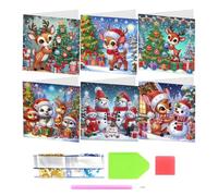 Christmas Rhinestone Card Kit - 6 Pack DIY Reindeer Greeting Postcards