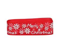 Christmas Ribbon 1 Inch x 5 Yards | Printed Snowflakes Pattern for DIY Crafts/Present Wrapping/Home Decor | Soft Chiffon Material, Red & White Colors (Red (5 yards))