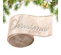 Christmas Ribbon - Christmas Tree Ribbon | 6.5 Ft Webbing Decoration | Champagne Color Craft Ribbons for Present Wrapping, Tree Decor, Bow, Garland | Christmâs Ribbons Gift Box with Bow Tie