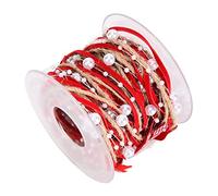 Christmas Ribbon Red White 3.0cm Wide DIY Gift Wrapping Ribbon for Christmas Tree Decoration Gift Box Packaging Parties Weddings Polyester Hemp 5M Length 1 Roll