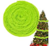 Christmas Ribbon Trim, 5ft Fabric Roll for Christmas Tree, Plush Winding Strip for Party Planners Interior Designers Window Photo Backdrops Wreaths Staircase Ponches Boots Table