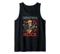 Christmas Rock Skeleton Guitar Edgy Music Holiday Camiseta sin Mangas