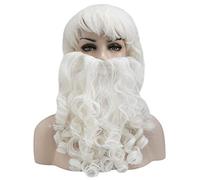 Christmas Role Play Facial Hair Wig Santa Claus Beard Wig White Curly Long Synthetic Hair Xmas Cosplay Costume Gift Hairpiece