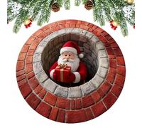 Christmas Rug Decorative Washable Santa Claus Carpet Seasonal Holiday Illusion Floor Mat for Entrance Hallway Living Room Bedroom Bathroom