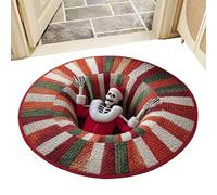 Christmas Rug - Optical Illusion Rug, 3D Illusion Mat Christmas Decorations, Round Area Rugs, Skull Funny Quilted Entryway Area Rugs for Kitchen Entrance Indoor Bathroom Bedroom Winter