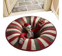 Christmas Rug - Optical Illusion Rug, 3D Illusion Mat Christmas Decorations, Round Area Rugs, Skull Funny Quilted Entryway Area Rugs For Kitchen Entrance Indoor Bathroom Bedroom Winter