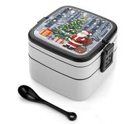Christmas Santa Claus Bento Box, 2 Compartments Meal-Prep Containers, Stackable Lunch Box with Lids, Reusable Divided Food Storage Containers for Travel, And Work