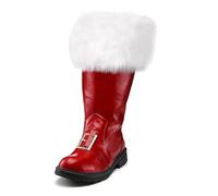 Christmas Santa Claus Boots Men's Halloween Costume White Fur Long Hair Plush Boot