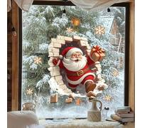 Christmas Santa Claus Wall Decal - 3D Breaking Wall Sticker for Holiday Decoration | Removable Home Decor for Bathroom, Living Room, Bedroom, Kitchen, Office, Classroom