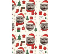 Christmas Santa hat Cat Notebook - Festive Holiday Journal for Cat Lovers: Cute grey cat in Santa hat pattern • 200-page 6x9 inch blank notebook for Christmas journaling, winter notes, or gift giving