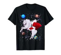 Christmas Santa Riding Unicorn In Space Funny Xmas Camiseta