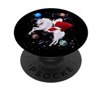 Christmas Santa Riding Unicorn In Space Funny Xmas PopSockets PopGrip Adhesivo