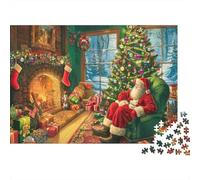 Christmas Santa Room Colourful Santa by Fireplace 1000 Pcs Jigsaw Puzzles Adults Brain Development Classic Educational Games 52x38cm/1000pcs
