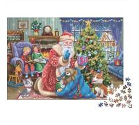 Christmas Santa Scene 100% Recycled Cardboard Santa Giving Gifts 1000 Piece Jigsaw Puzzles Adults and Children Beautiful Decoration 52x38cm/1000pcs