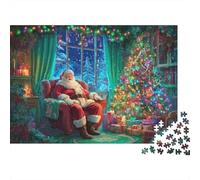 Christmas Santa Scene 100% Recycled Cardboard Santa in Armchair 1000 Piece Jigsaw Puzzles Adults and Children Beautiful Decoration 70x50cm/1000pcs