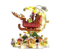 Christmas Santa's Sleigh Building Blocks Building Toys with LED Light Christmas Santa Claus Flying Bricks Xmas Blocks Kit Gift for Boys Girls
