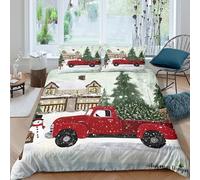 christmas-scene-style Funda de Edredón Microfibra 3 Piezas Compuesto Impresión 3D Cierre de christmas-escena-estilo Funda Edredon Fundas de Almohada Antibacteriana for familia Single（140x200cm）