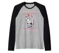 Christmas Scottish Terrier Unicorn Sunglasses Scottie Camiseta Manga Raglan