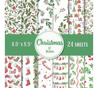 Christmas Scrapbook Paper Pad - 8.5 x 8.5 in - 24 Double-Sided Patterned Sheets - Decorative Craft Paper for Card Making, Journaling, Planners, Origami, Decoupage, and Scrapbooking