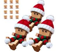 Christmas Shaking Wooden Man, Shaking Wooden Man Figurine with 12 Magnetic Expressions, Charming Little Wood Figure That Sways, for Car Accessories and Desk Decoration (#A,3pcs)