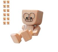Christmas Shaking Wooden Man, Shaking Wooden Man Figurine with 12 Magnetic Expressions, Charming Little Wood Figure That Sways, for Car Accessories and Desk Decoration (#B,1pcs)